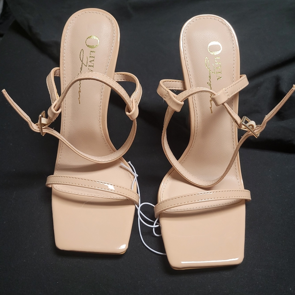 Nude Faux Patent Leather Heels
